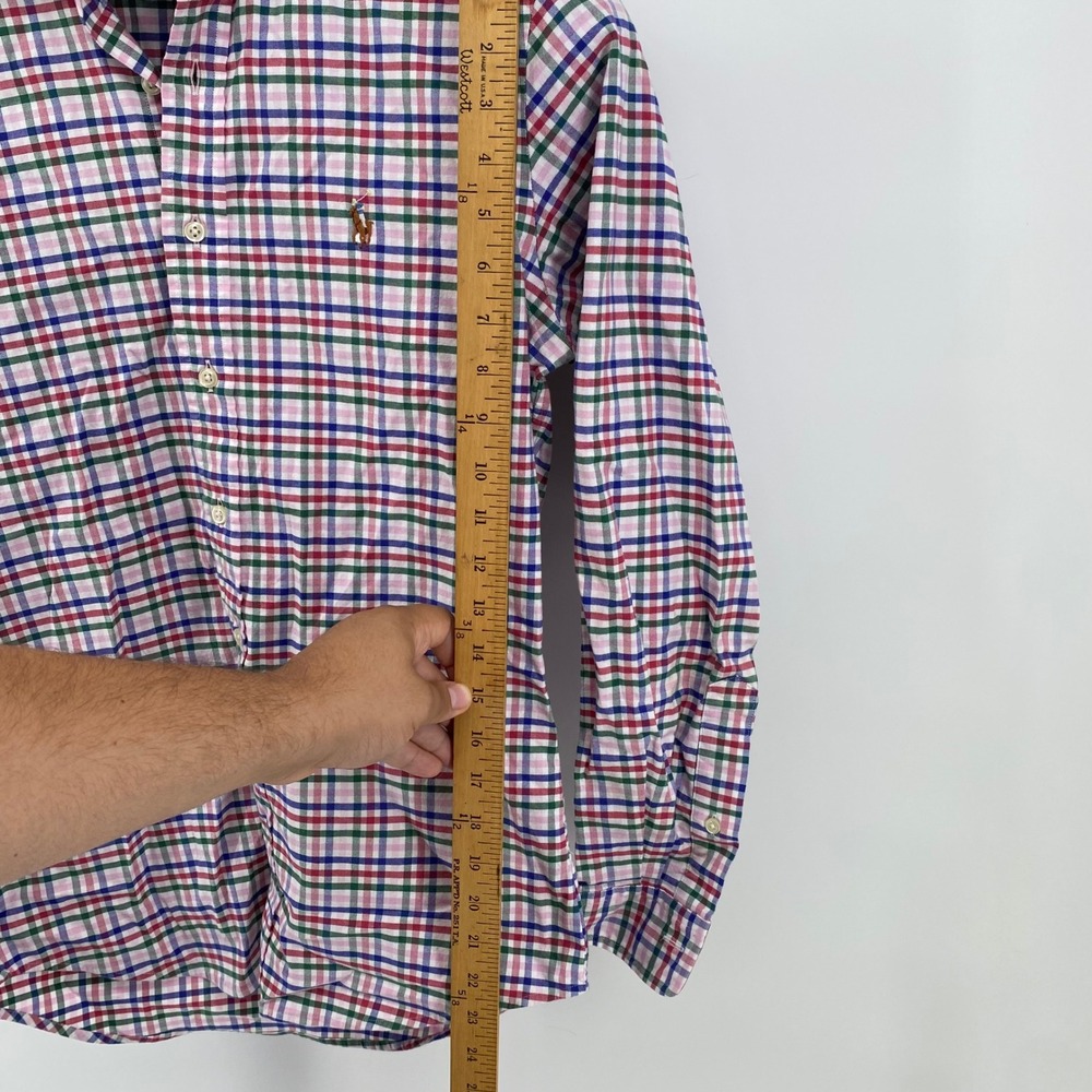 Polo Ralph Lauren Slim Fit Stretch Oxford Shirt Mens Small Plaid Multi-Color - Picture 7 of 8